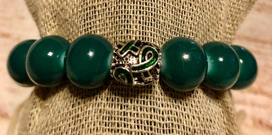 Green Awareness Beaded Bracelet IV
