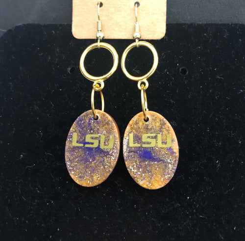 Purple & Gold Drops Resin Earrings