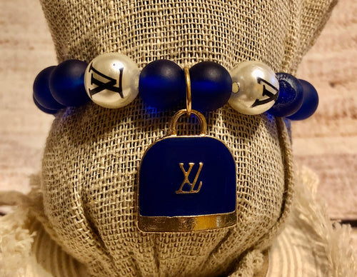 LV Navy Frosted Beaded Bracelet