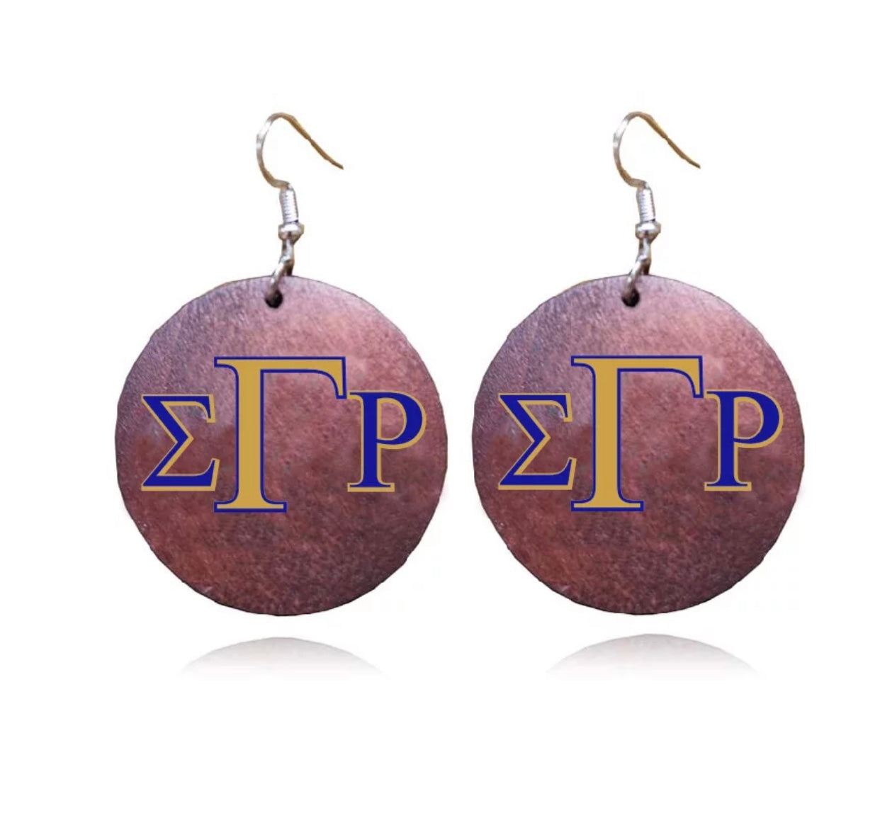 African Greek Letter Sorority Natural CustomWooden Earrings