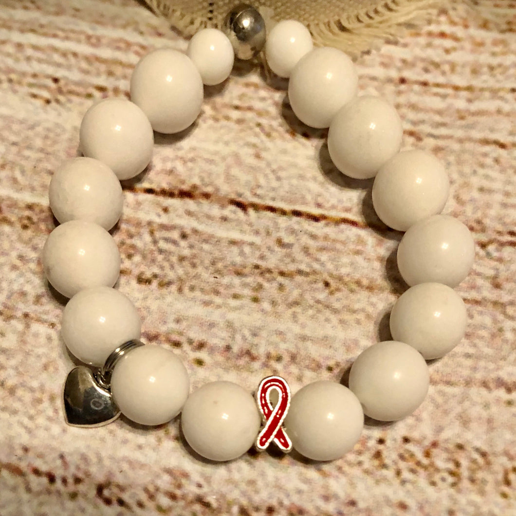Heart Awareness White with Silver Heart XII
