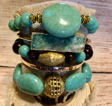 Blue Turquoise with Brass and Steal