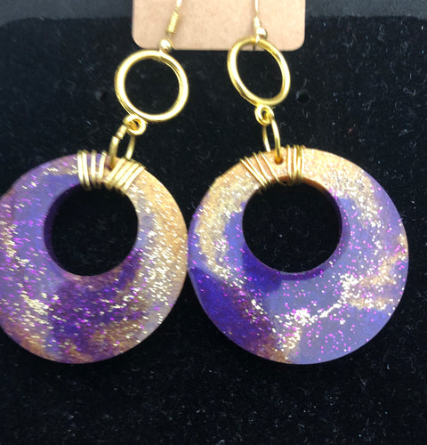 Purple & Gold Wrapped hoops