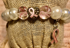 Cancer Awareness Pink Clear Beads