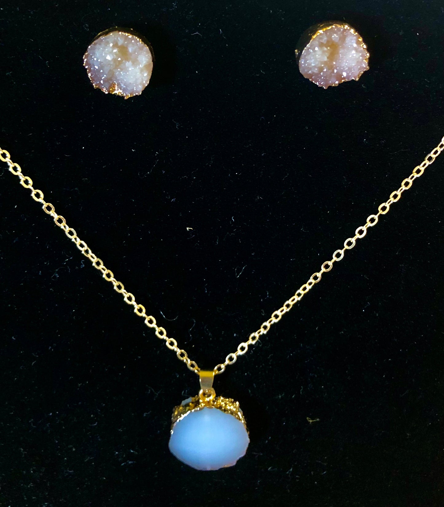 Druzy Stone Blue iridescent Set