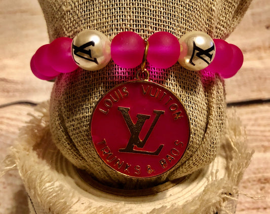 LV Hot Pink Frosted beaded Bracelet