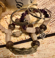 Purple Amethyst with Silver Nail Bangle Brass Charm
