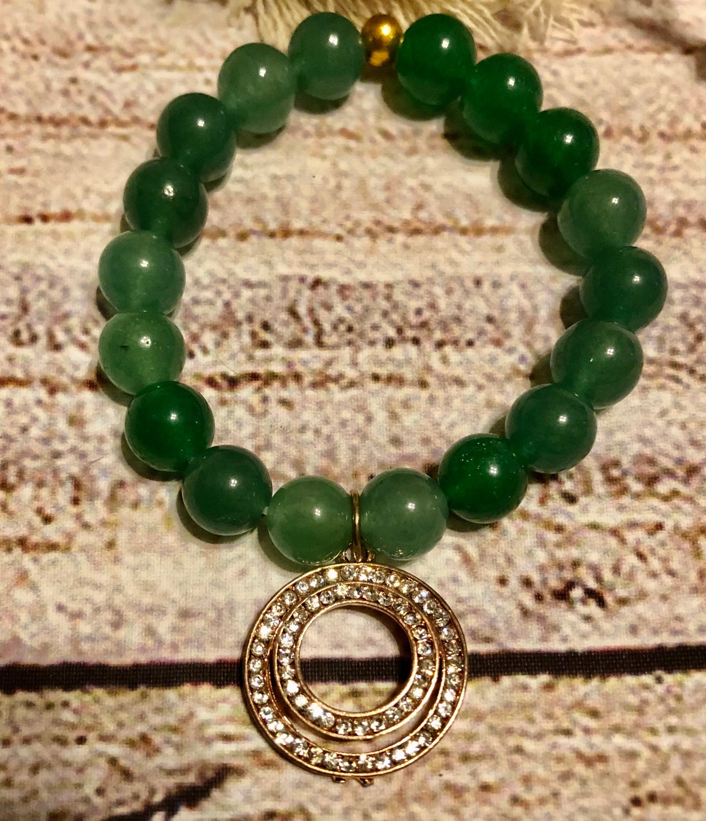 Green Malachite Gold Circle Beaded Bracelet