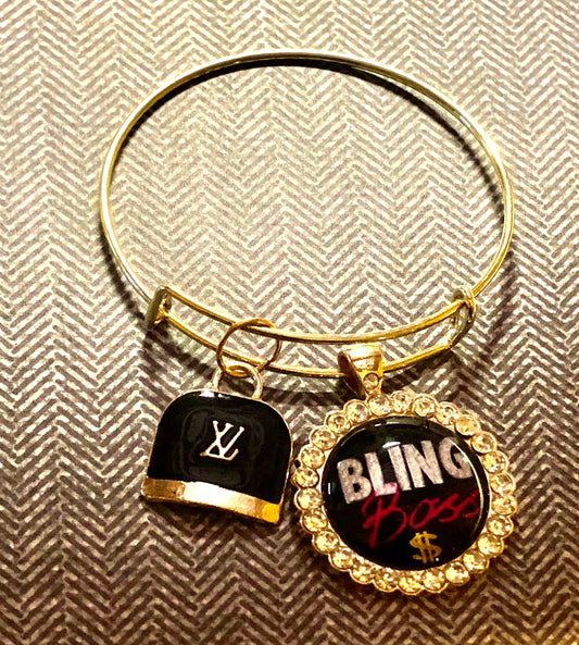 Black LV Bling Boss Gold Bangle