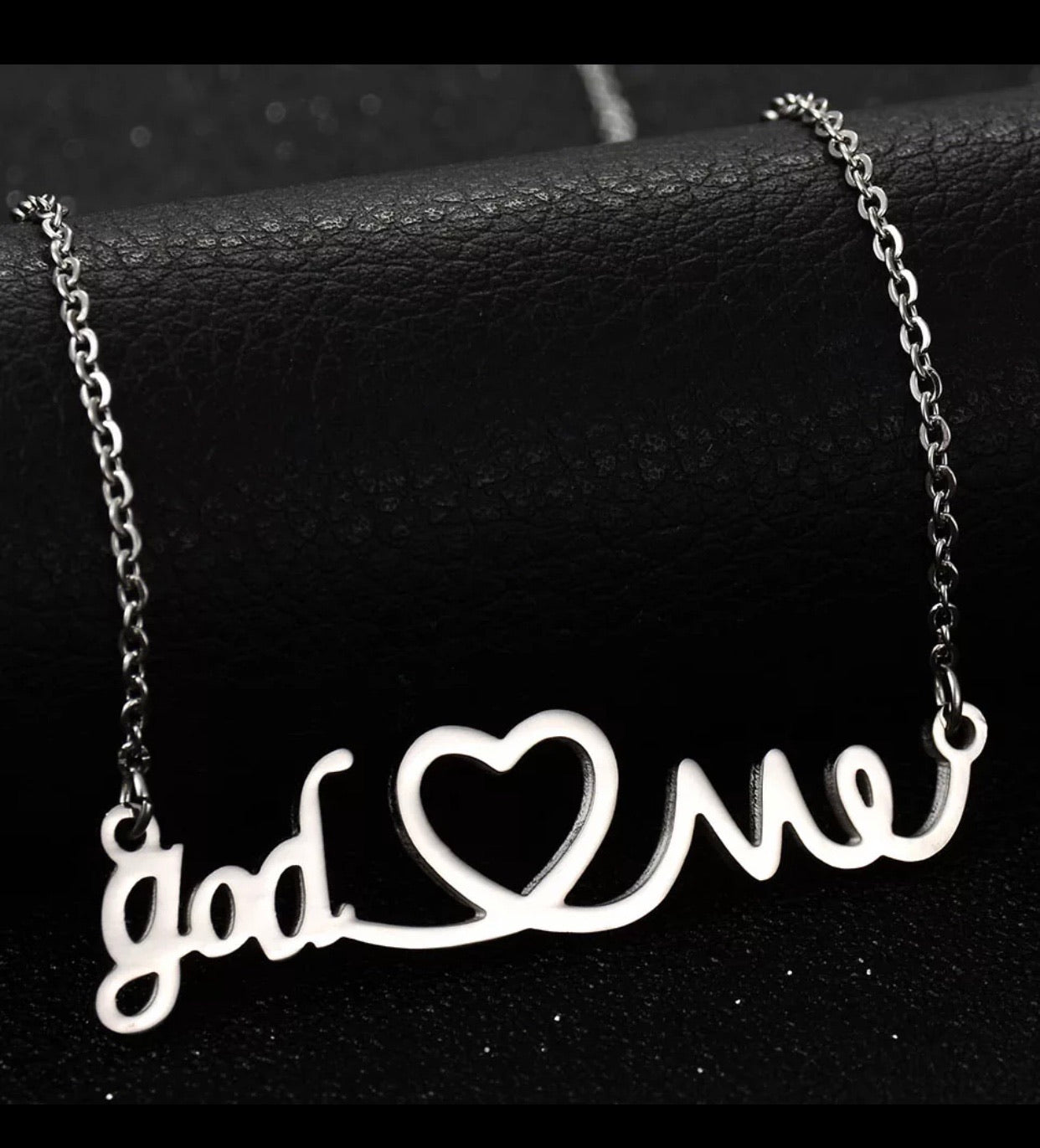 God Loves Me Silver Stainless Steel Inspirational Necklace