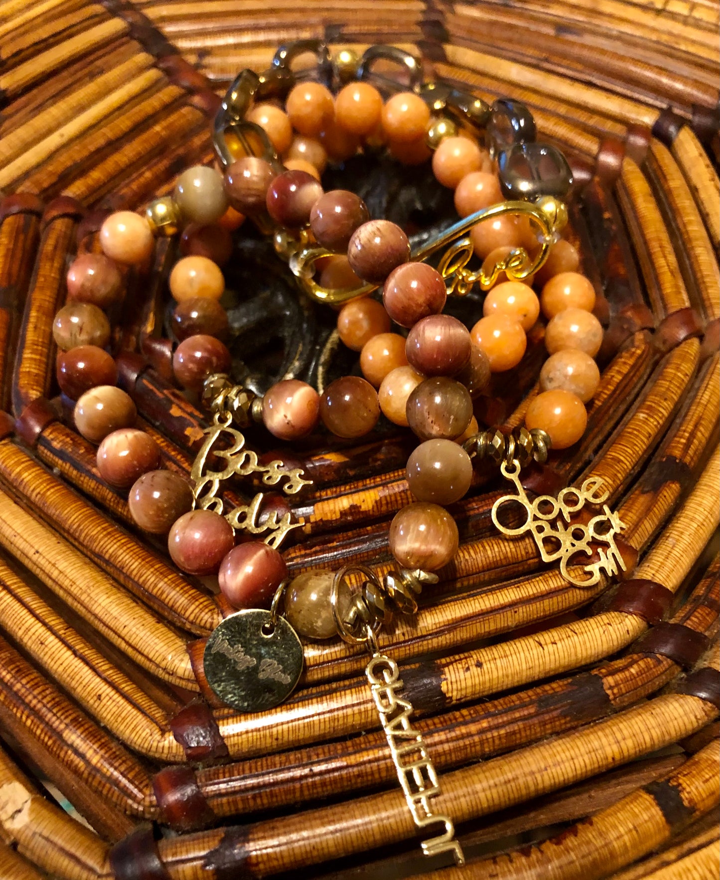 Orange Calcite and Gold Stack