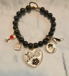 Black Pearl Chanel Inspired Wire Bracelet