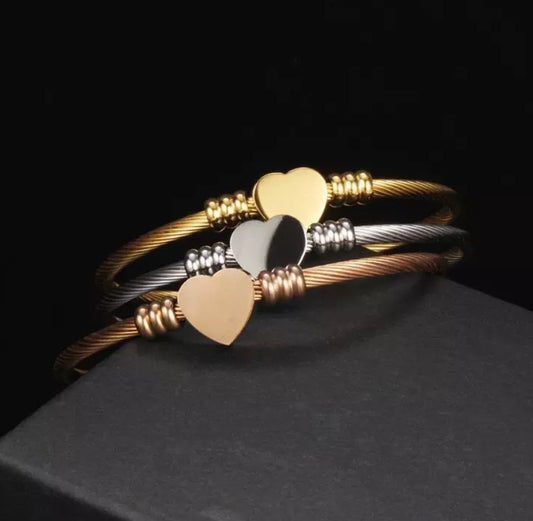 Stainless Steel Gold Plated Love Bangles