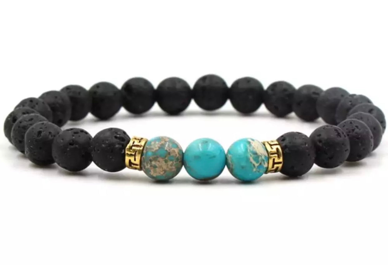 Natural Stone Turquoise Blue Lava Energy aromatherapy Bracelet