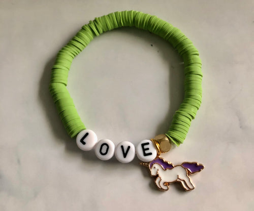 Clay Letter Unicorn Bracelets for Adults/Children