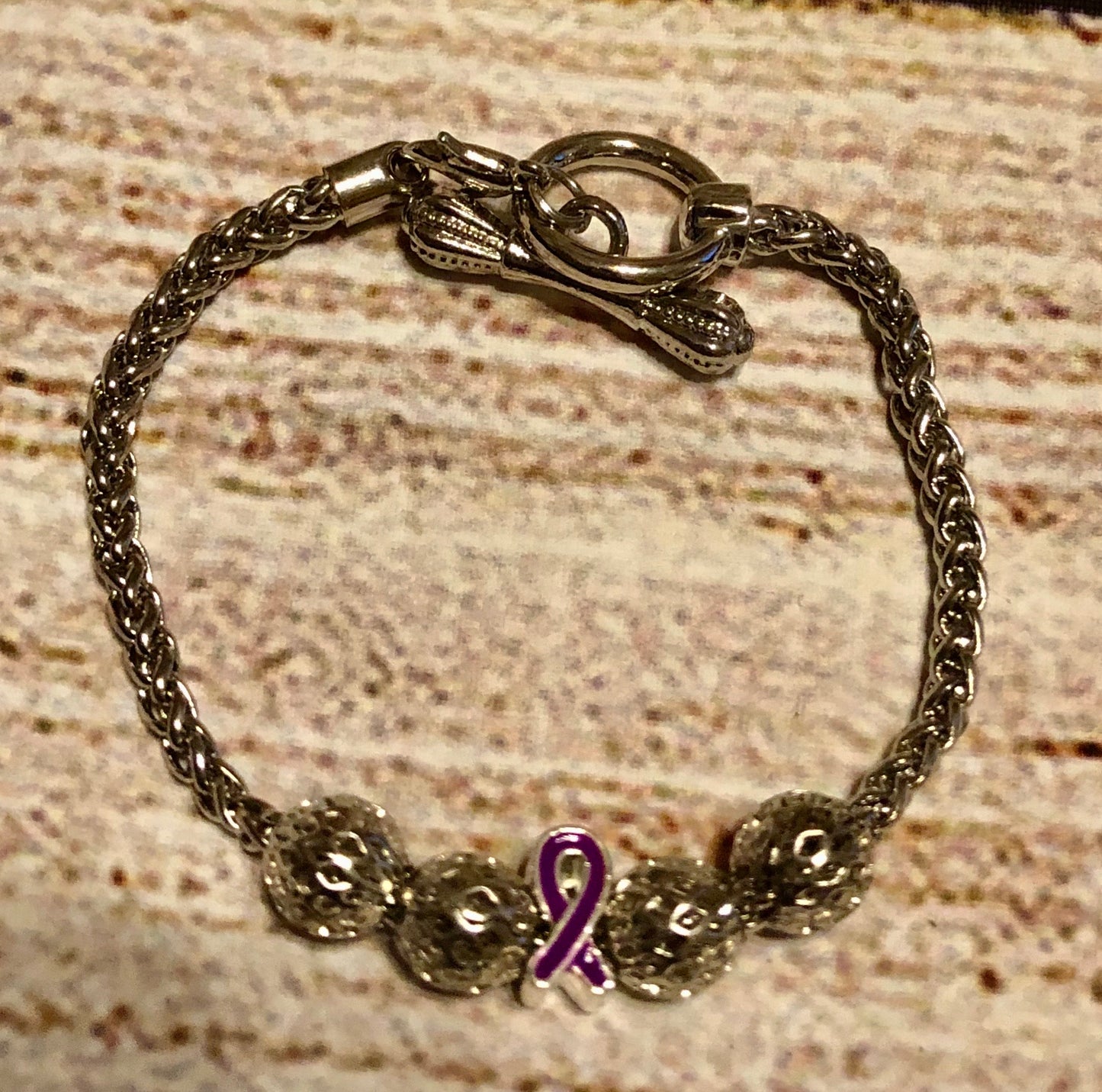 Purple Awareness Snake Link/Silver OrnamentsVIIII