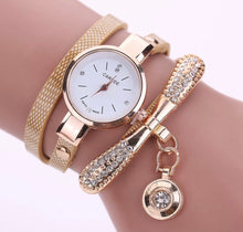 Crystal Round Dial Luxury Wrist Watch Dress Gold Ladies Casual Bracelet