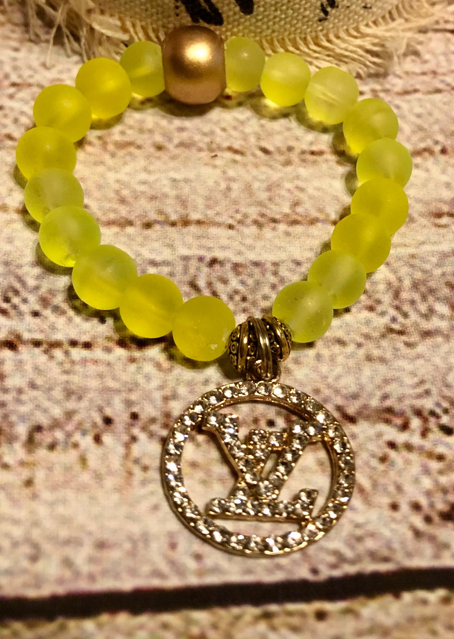 LV Yellow Frosted Bead Bracelet II