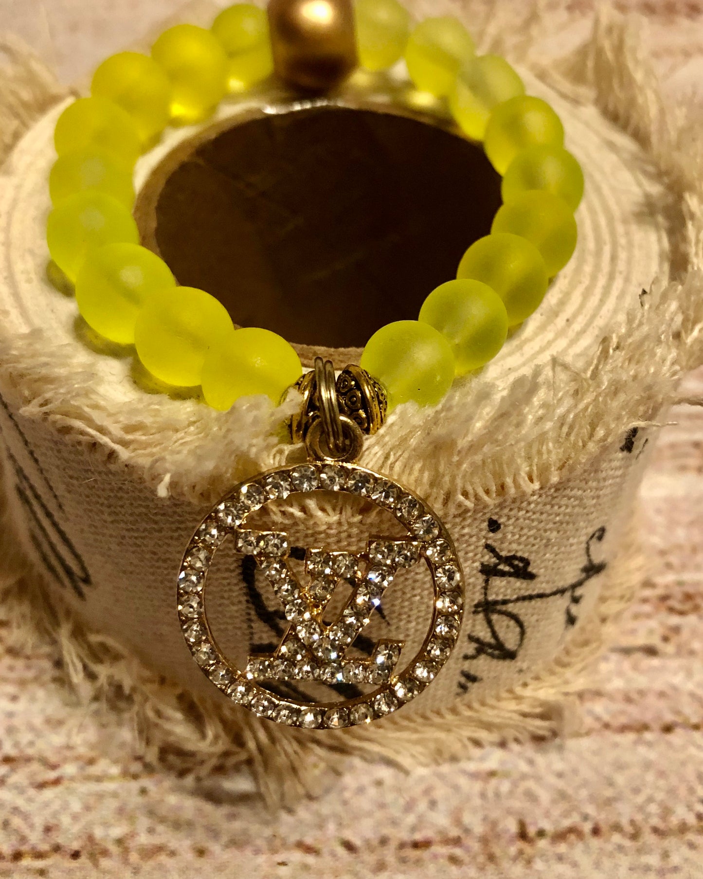 LV Yellow Frosted Bead Bracelet II