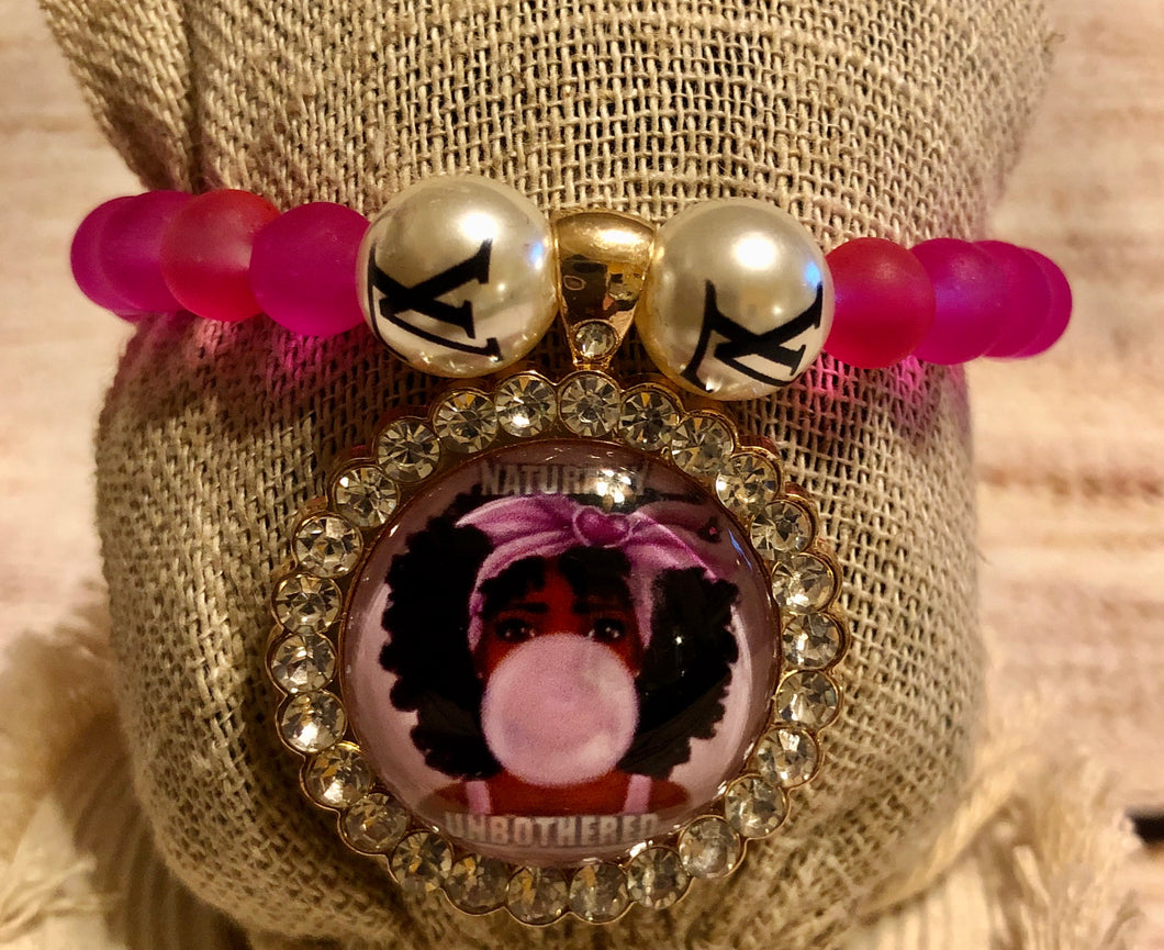 Bubble Girl LV Pink Frosted Beaded Bracelet