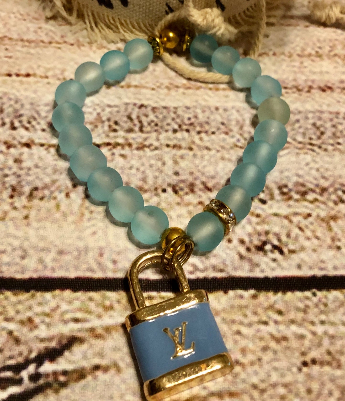 LV Light Blue Frosted Beaded Bracelet