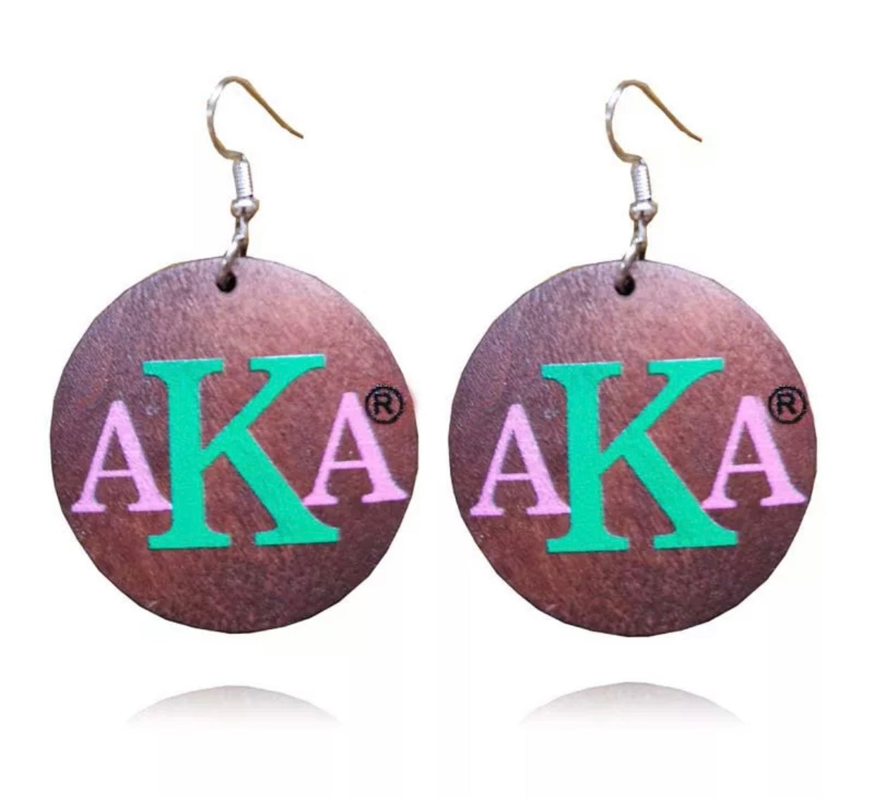 African Greek Letter Sorority Natural CustomWooden Earrings