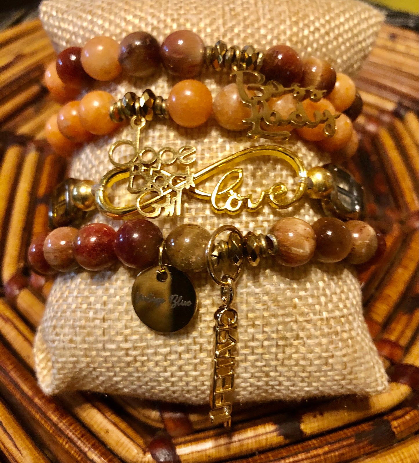 Orange Calcite and Gold Stack