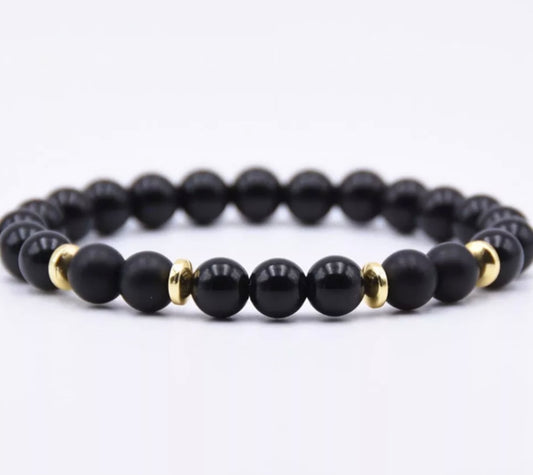 Aromatherapy Essential Oil Diffuser Bracelet Black Obsidian Stones