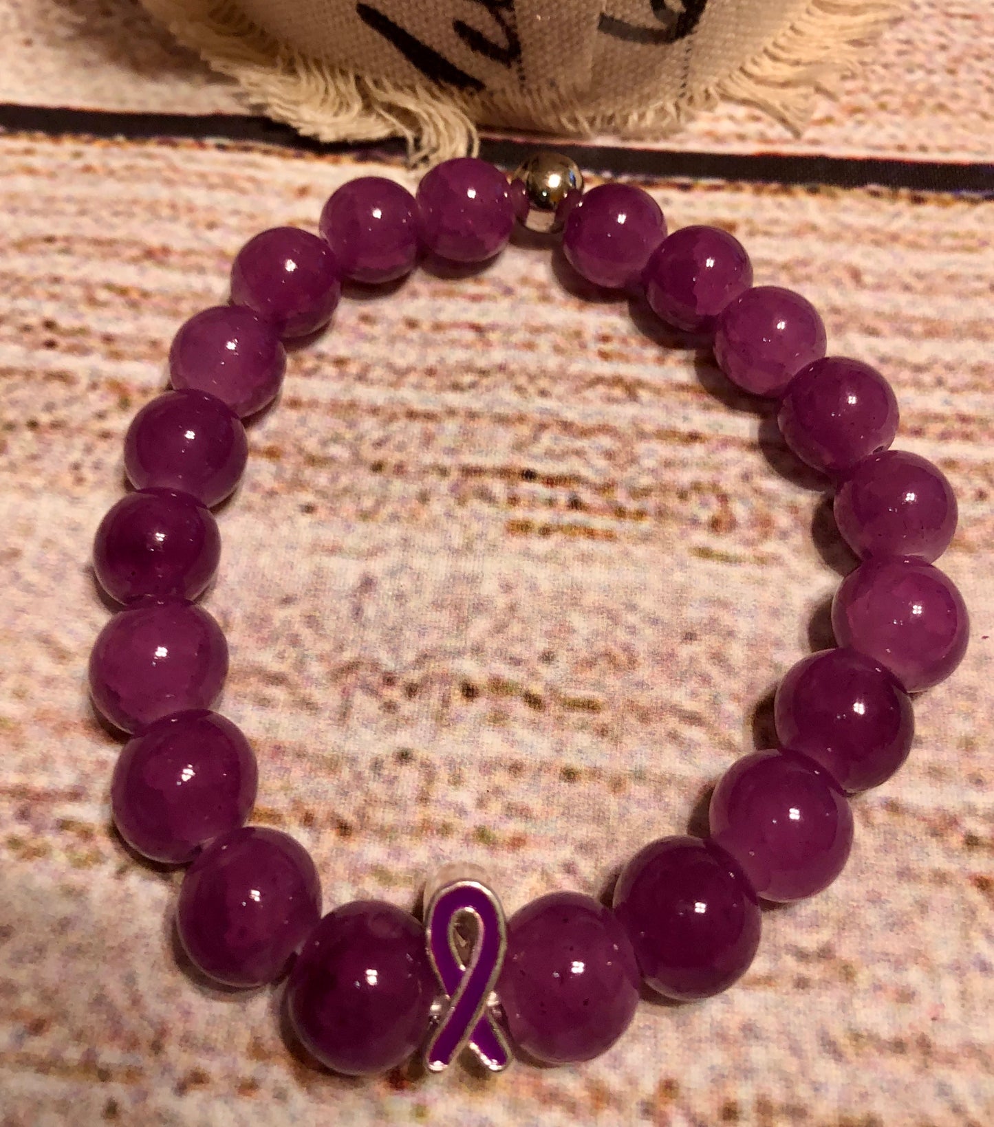 Purple Amethyst Awareness Charm Bracelet IV