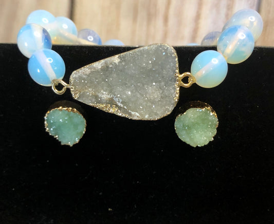 Druzy Stone Light Blue iridescent Set