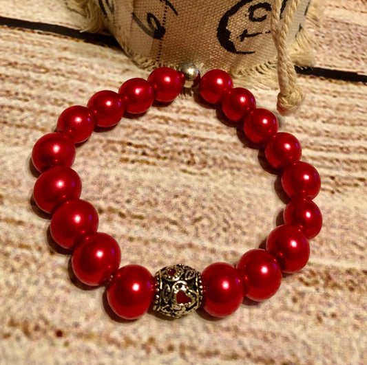 Red Awareness bracelet Heart Red Quartz