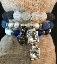 Blue Lava and Crystal Charm Stack