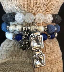 Blue Lava and Crystal Charm Stack