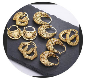Vintage Blue Gold trendy earrings