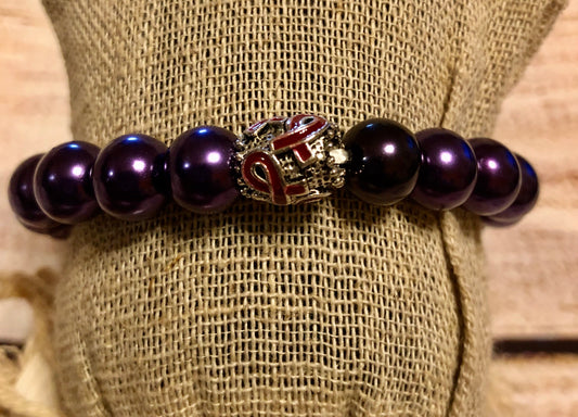 Purple Amethyst Satin Awareness Charm Bracelet II