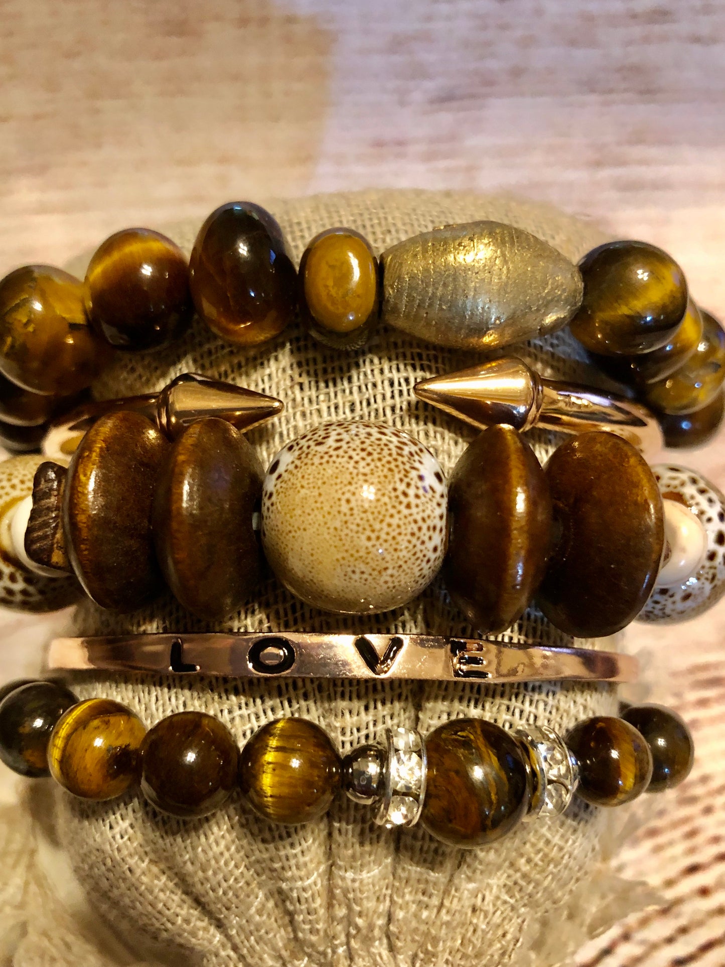 African Brass w/ Stones and Crisp Slate Bangle