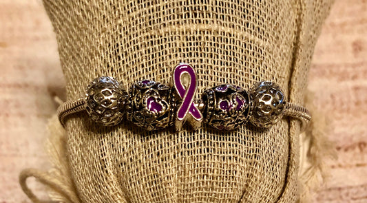 Purple Awareness Snake Link/Heart Charm single