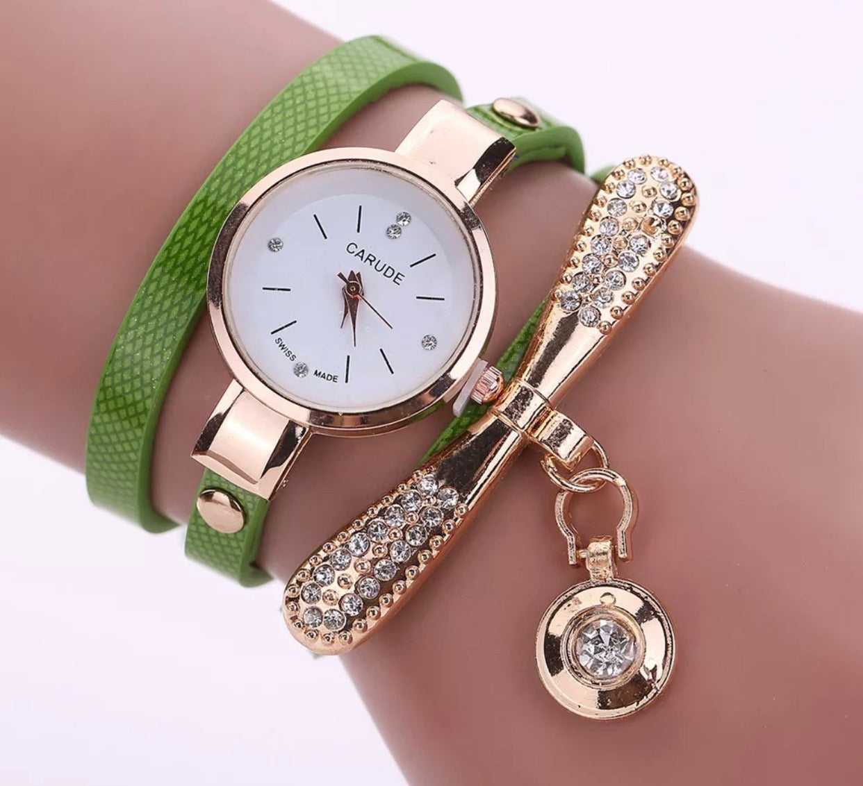 Crystal Round Dial Luxury Wrist Watch Dress Gold Ladies Casual Bracelet