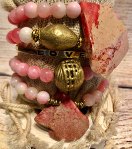 Pink Stone with African Brass Mix