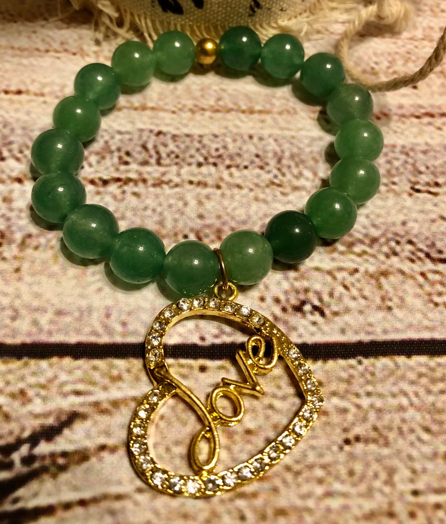 Love Charm Malachite Beaded Bracelet