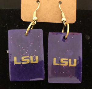 LSU Purple Rectangle Earrings