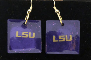LSU Purple Square Dangling earrings