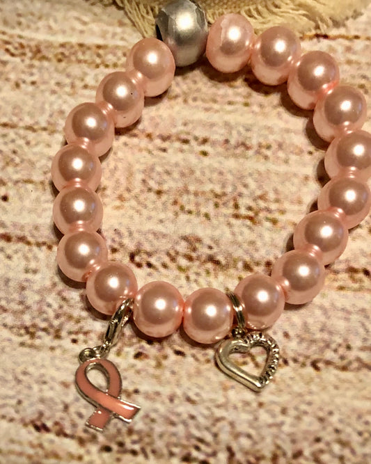 Cancer Awareness Satin Open Heart Bracelet