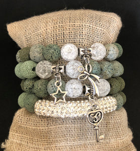 Green Lave and Crystal Stone Healing Stack