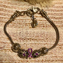 Purple Awareness Snake Link/Heart Charm single