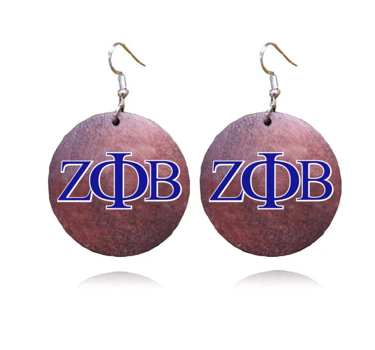 African Greek Letter Sorority Natural CustomWooden Earrings