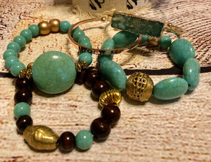 Blue Turquoise with Brass and Steal